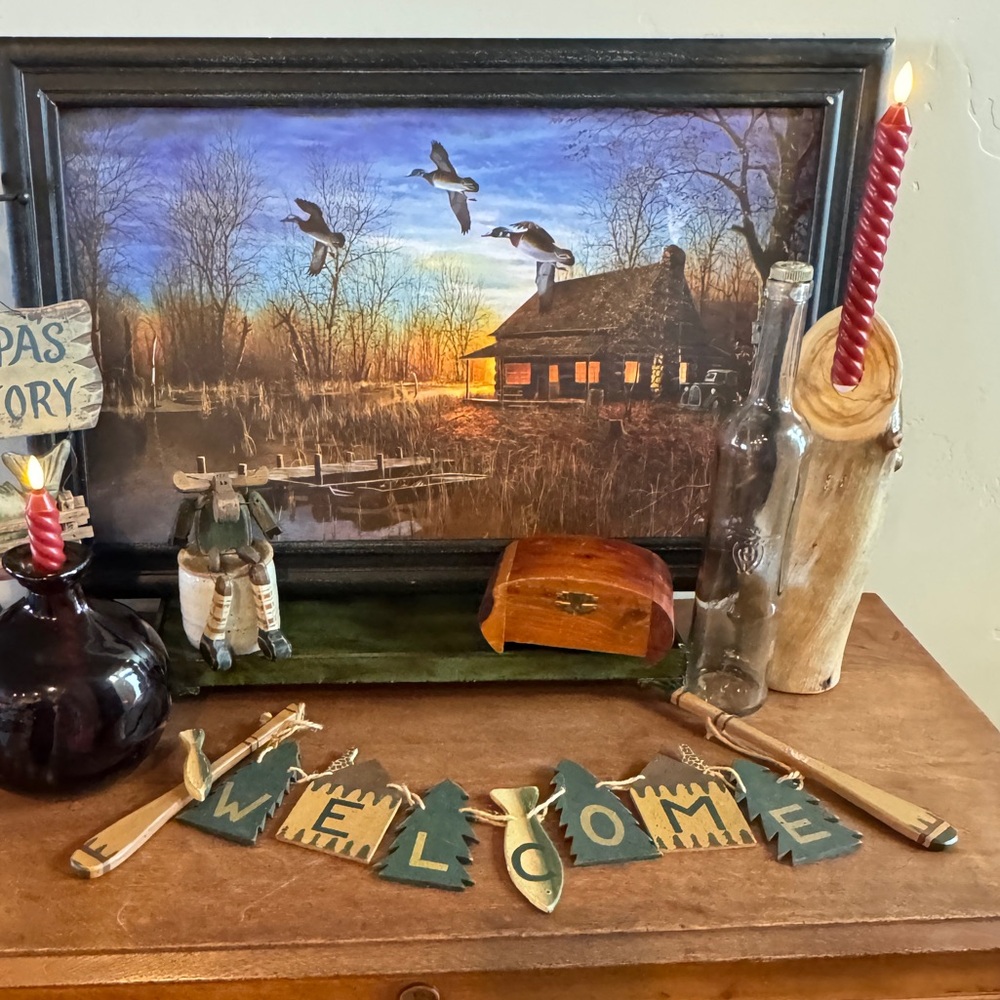 Rustic Cabin Wooden Welcome Sign Oars Fish Vintage Grandpa Fishing Decor - Picture 13 of 17